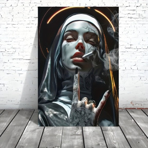 Картина Монахиня с тату N2 с рамкой, 30х40 см