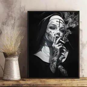 Картина Монахиня с тату N3 с рамкой, 30х40 см